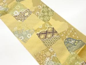 色紙に道長取・花唐草模様織出し袋帯